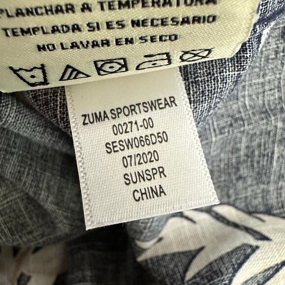 Men's Seapointe Navy Tan Tropical Hawaiian Cotton Short Sleeve Button Up Sz XXL - Picture 8 of 9